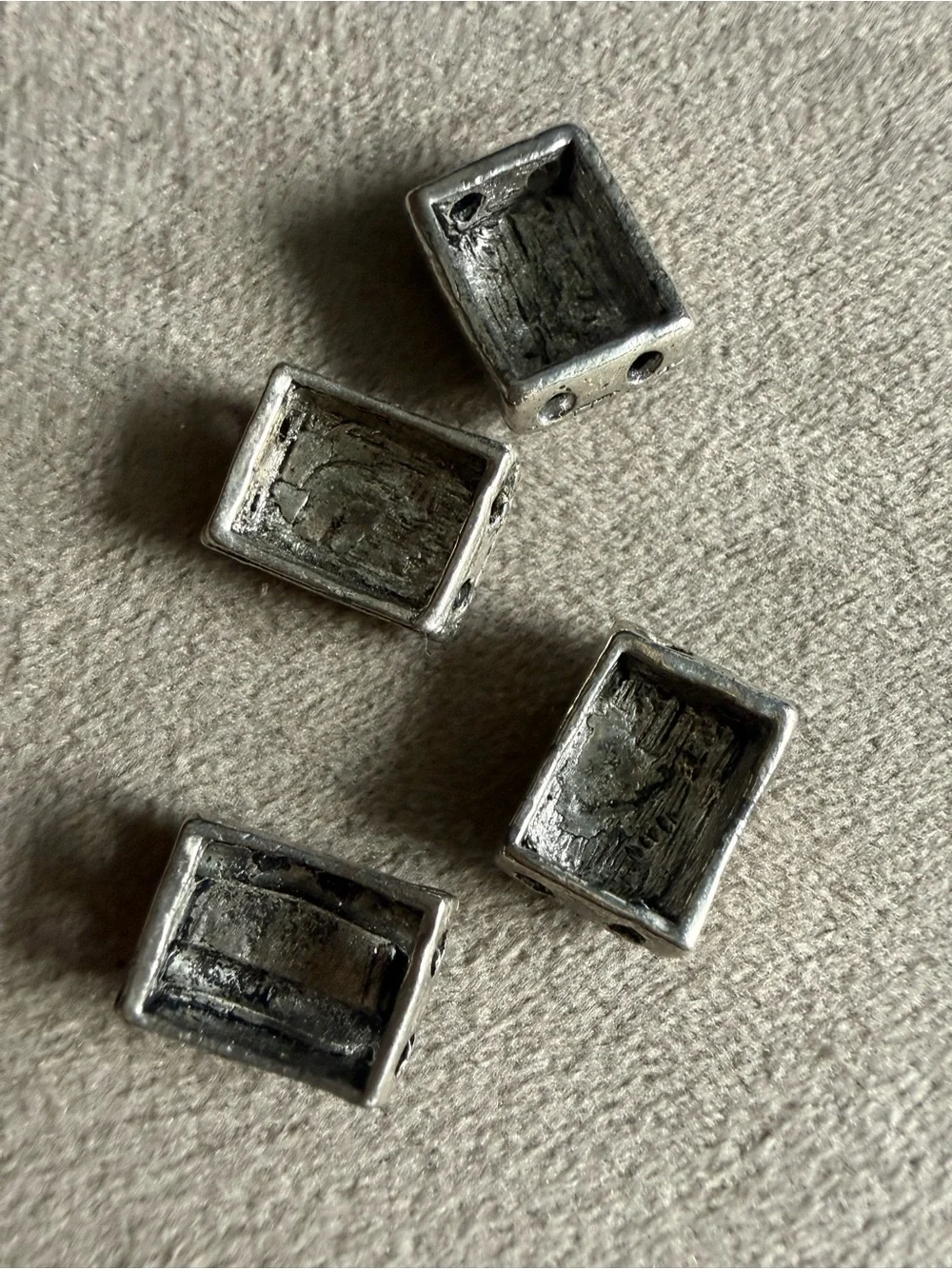 Textured Silver-Tone Braided Rectangle